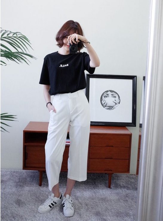 黑白穿搭　夏天